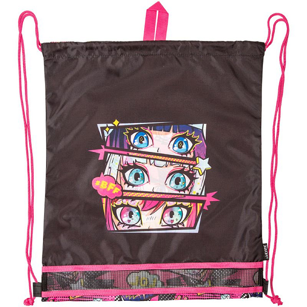 Сумка для сменной обуви "deVENTE. BFF" 40x47 см, водоотталкивающая ткань, на веревочной завязке, с вставкой из пластиковой сетки для вентиляции, с петлей для повеса и переноски