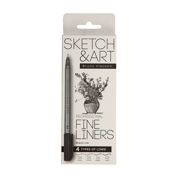 Набор линеров "SKETCH&ART" УТОЛЩЕННЫХ ЧЕРНОГО ЦВЕТА, 4 ШТ.