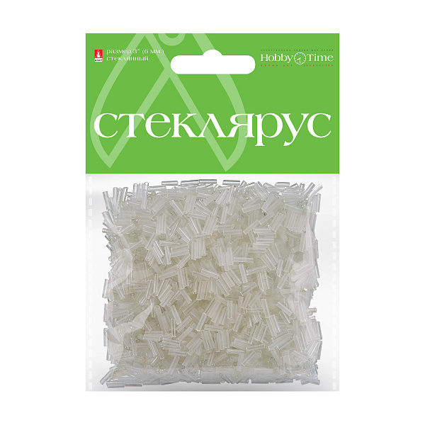 Стеклярус прозрачный, 6 мм, 60 гр, СЕРЕБРЯНЫЙ, №1