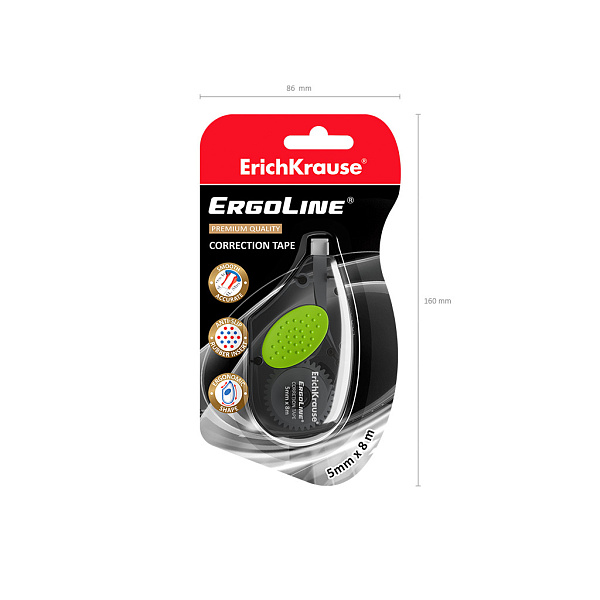 Корректир. лента 5мм х 8м ErichKrause® ErgoLine® с резиновой вставкой, 