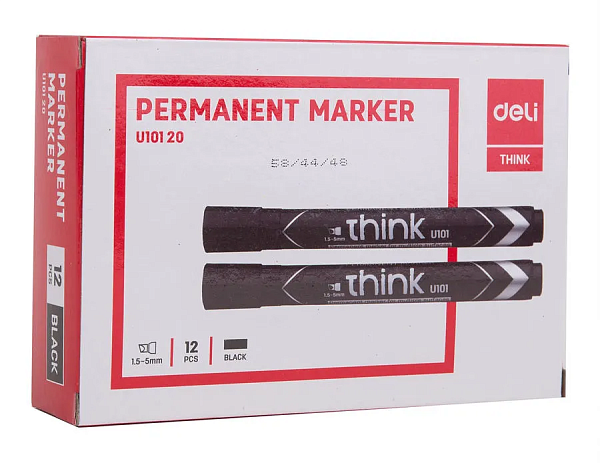 Маркер перм. Deli Think скошенный пиш. наконечник черный1.5-5 мм 