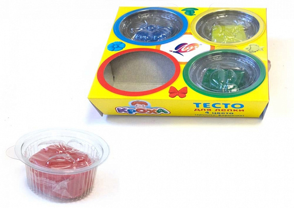 Набор теста для лепки 4 цвета (крышки-формочки)