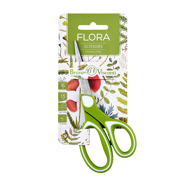 Ножницы 150 мм "FLORA" Bruno Visconti прорезиненные ручки