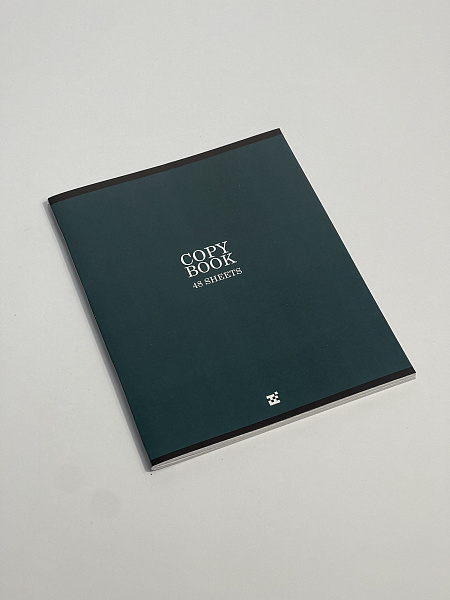 Тетрадь 48 листов, клетка, обложка мелованный картон, блок №2, зеленая