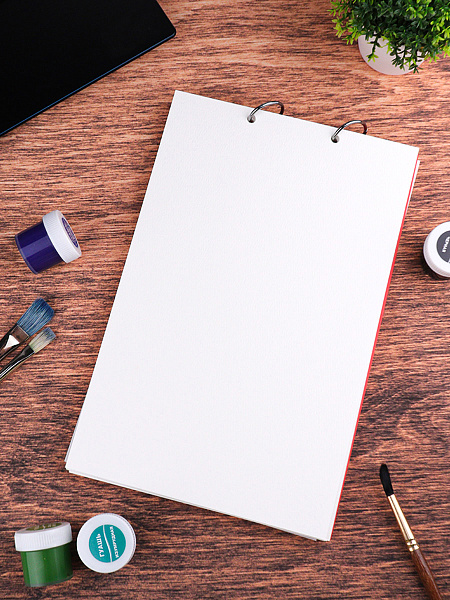 Скетчпад 190*295 16 л. "КЛАССИКА (КРАСНАЯ)-1" на кольц,с палитр,300г/м2, 100% хл, мат.лам,лен,