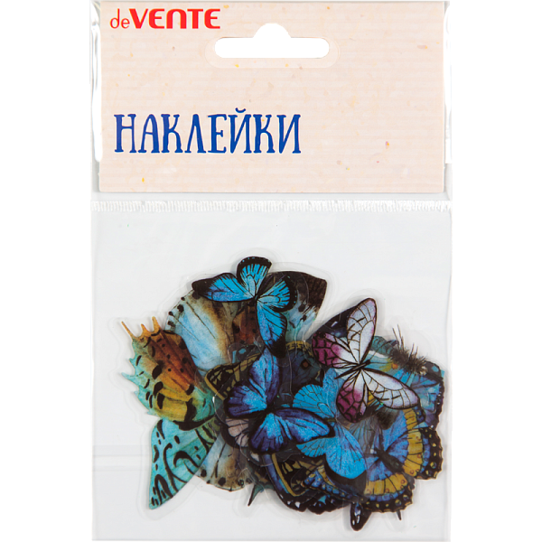 Набор наклеек для творчества "deVENTE. Blue butterflies" от 6x6 см до 2x4 см, ПВХ, в пластиковом пакете с блистерным подвесом, ассорти 20 дизайнов