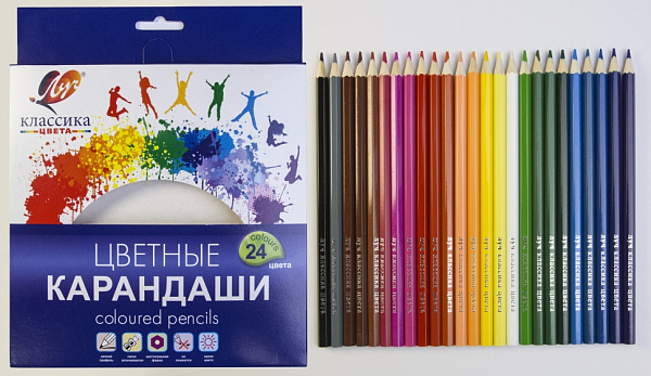 Карандаши 24 цв. "Луч" "Классика" шестигранные (деревянные)