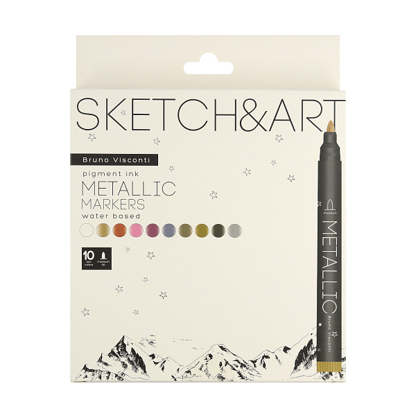Набор скетч маркеров 10 цв. МЕТАЛЛИК "SKETCH&ART"