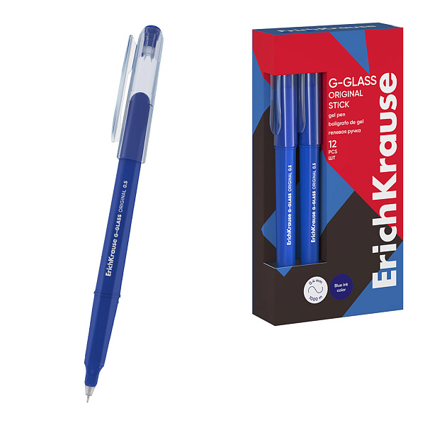 Ручка гелевая 0,5 мм ErichKrause G-Glass Stick Original СИНЯЯ (в коробке)