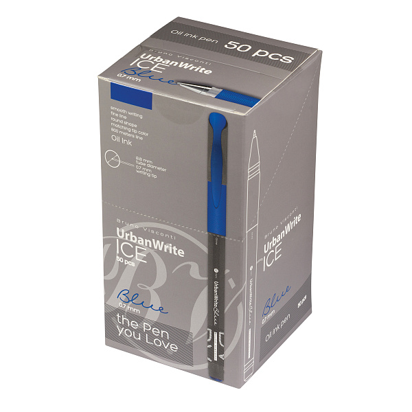 Ручка шариковая 0,7 мм "UrbanWrite.Ice" С ЧЕРНИЛАМИ НА МАСЛЯНОЙ ОСНОВЕ СИНЯЯ