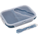 Ланчбокс складной герметичный "deVENTE" темно-синий, прямоугольный с 2-мя отдел. 1000 мл, 21,5x15x7,5 см, в сложенном виде высота 4 см, силиконовый, с пластиковой крышкой, с пластиковой вилкой-ложкой в комплекте,