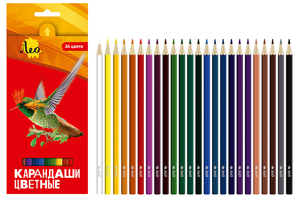 Карандаши 24 цв. "Лео"   "Ярко" заточенный