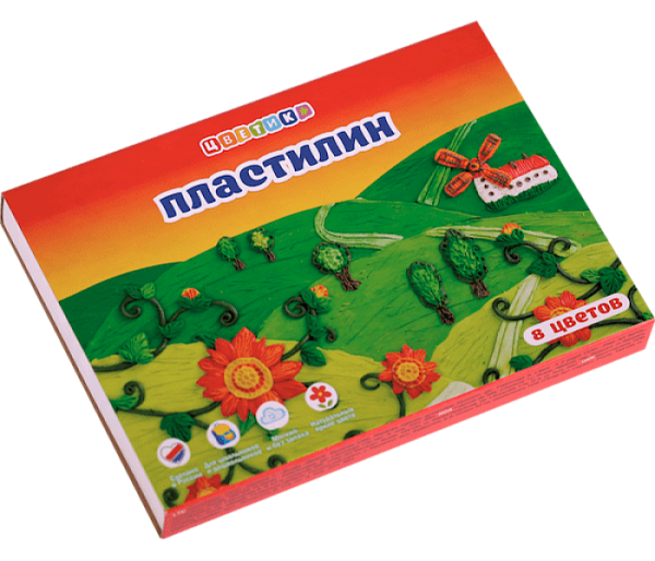 Пластилин 8 цв. "Цветик" классический  120г в карт.кор.