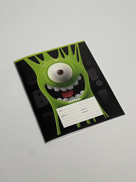 Тетрадь 12 листов в клетку обложка из мелованного картона (200г/м2), блок офсет (92%, 60г/м2), микс 5 видов