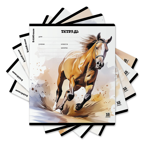 Тетрадь 18 листов в клетку ErichKrause Wild Mane, (в плёнке по 10 шт.)_MIX-PACK