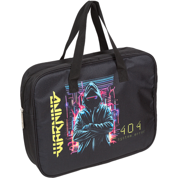 Папка для тетрадей, ИЗО и технологии "deVENTE. Cyber" A4 (36x28x8 см) с расширением 8 см, плотный износостойкий полиэстер с водоотталкивающей пропиткой, с каучуковой аппликацией, на молнии сверху, каучуковая аппликация, с внутренним карманом, с подкл