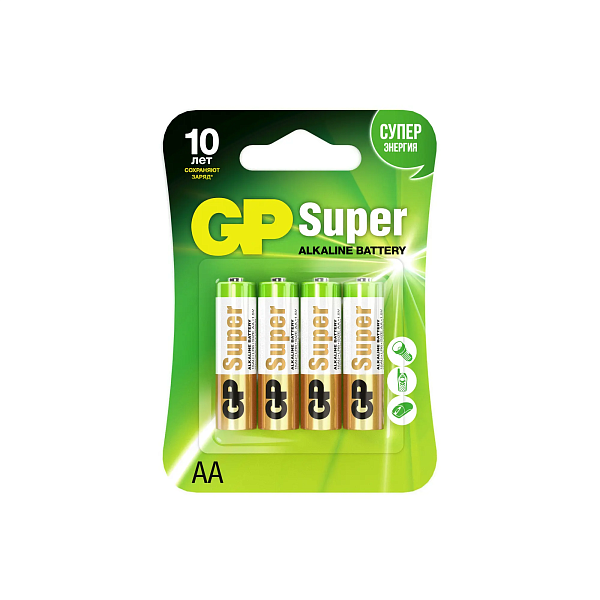 Э/п LR6 GP Super 4 шт., цена за блистер