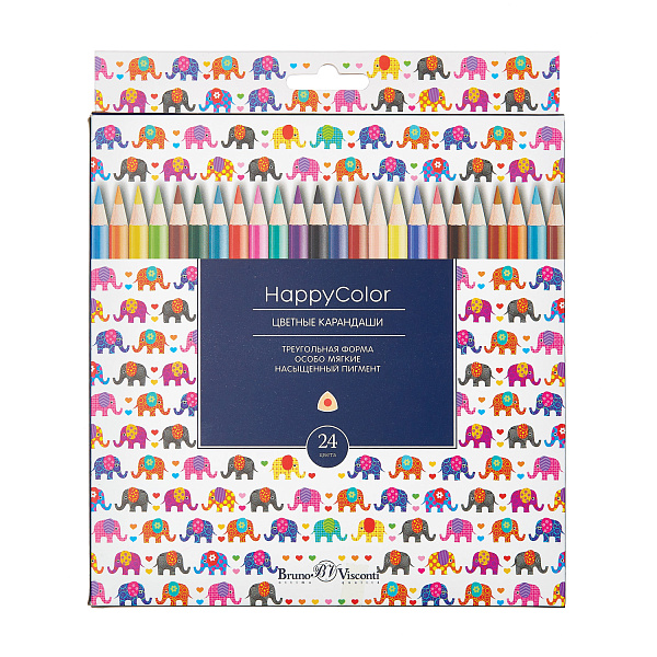 Карандаши 24 цв. "HAPPYCOLOR" 6 видов
