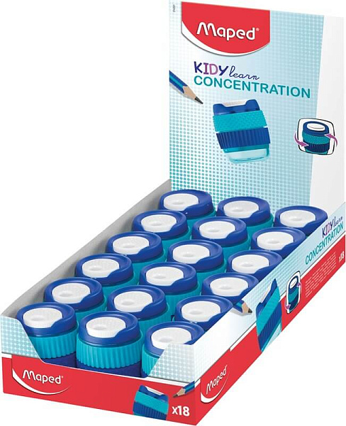 Точилка 1 отв. Maped KIDY LEARN CONCENTRATION со шторкой от грязи, с контейнером, зона обхвата антистресс, в дисплее
