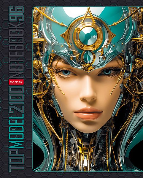 Тетрадь 96 л. кл. "Киборг_ girl" 65г/кв.м на скобе глянц. ламин.