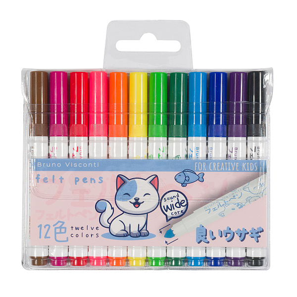 Фломастеры 12 цв. "JOYCOLOR MINI" с утолщёным стержнем, в ПВХ кармане