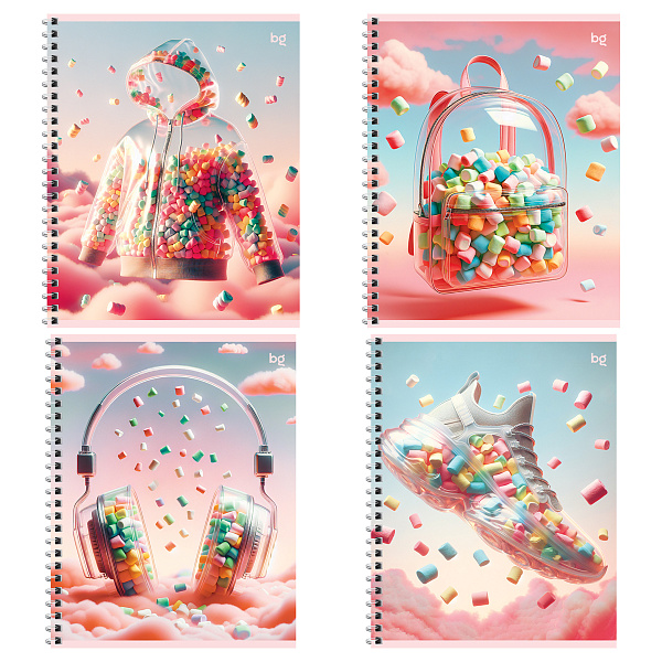 Тетрадь А5 48 листов в линию на гребне, BG "Воздушный", обложка мелованный картон, вд-лак, 60 г/м2, эконом