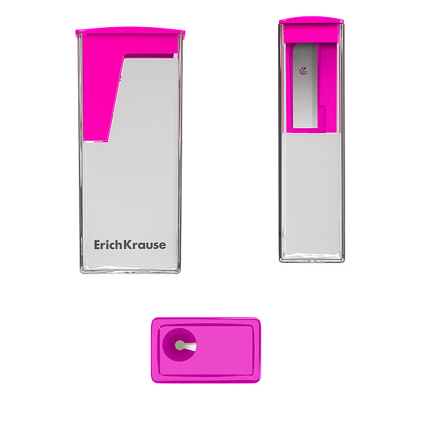 Точилка 1 отв. ErichKrause City, Vivid, с контейнером, ассорти, пластиковая 