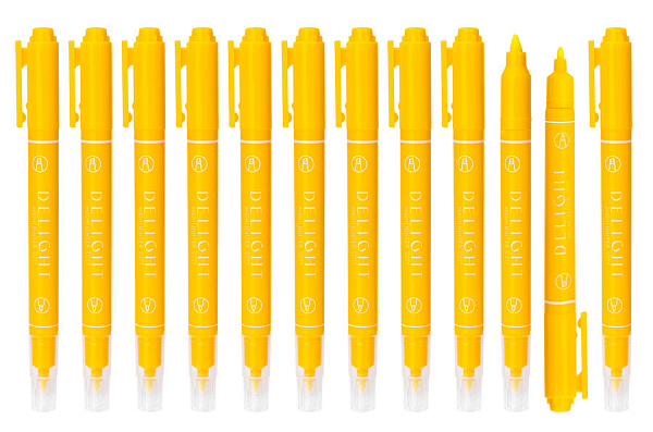 Маркер-текстовыделитель 1-4 мм Deli двойной пиш. наконечник желтый