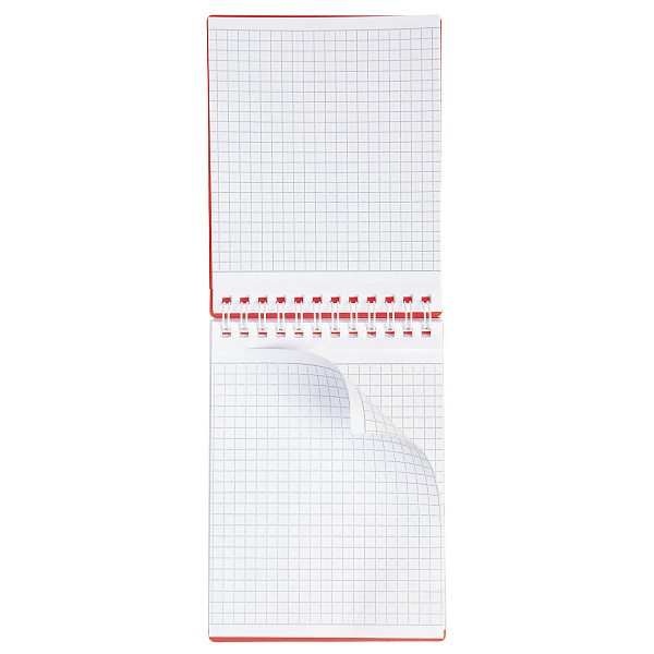 Блокнот А7 80 л. кл. на гребне "CANVAS" красный, пластиковая обложка