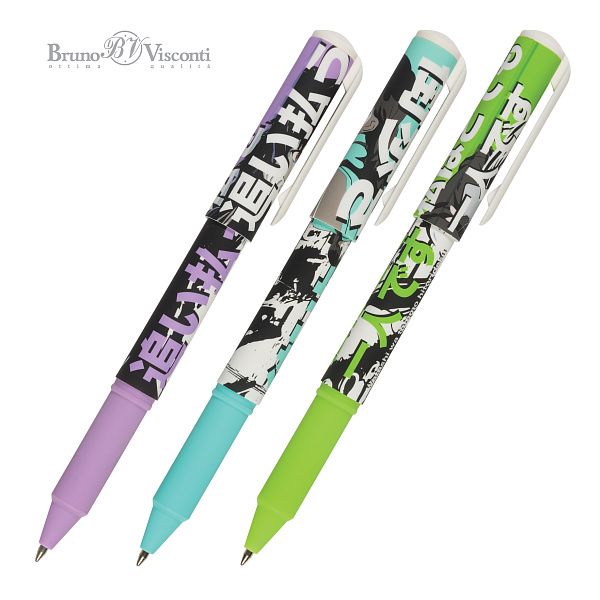 Ручка шариковая 0,7 мм "DreamWrite. Manga Anime. City" в тубусе Синие чернила, 3 вида   