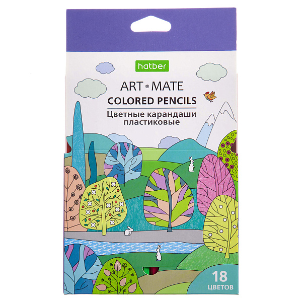 Карандаши 18 цв. "ECO" пластиковые "ART-Mate" с заточ.   в карт.короб. с европодвесом