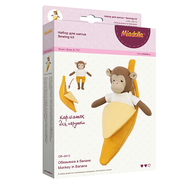 Набор для шитья "Miadolla" Обезьянка в банане,21см,14+