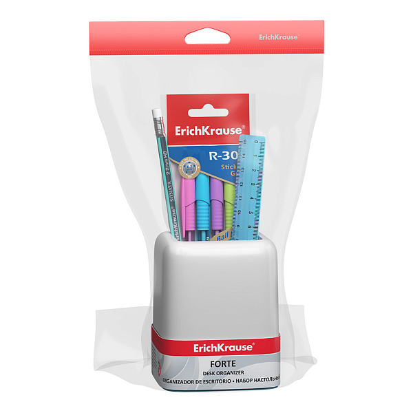 Набор настольный ErichKrause® Forte, Pastel, белый с голубой вставкой