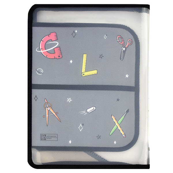 Папка для уроков труда пластиковая арт. / 12 ГЭЛЭКСИ (полипропилен, формат А4, 22.8x32.8 см, 1 отделение (-я), молния, внутренний разделитель с эластичными держателями для канцелярских принадлежн