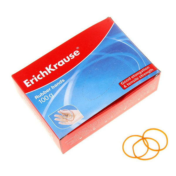 Резинки банковские ErichKrause 60мм 100г 100% натур.каучук, коричневая