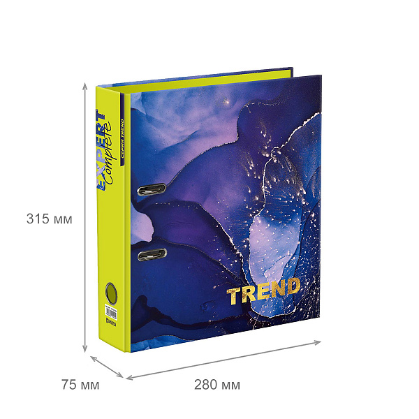 Папка-регистратор 75 мм ламинир. "Expert Complete" "Marbling" Trend A4 арочный механ. глянцевый синий EC751706