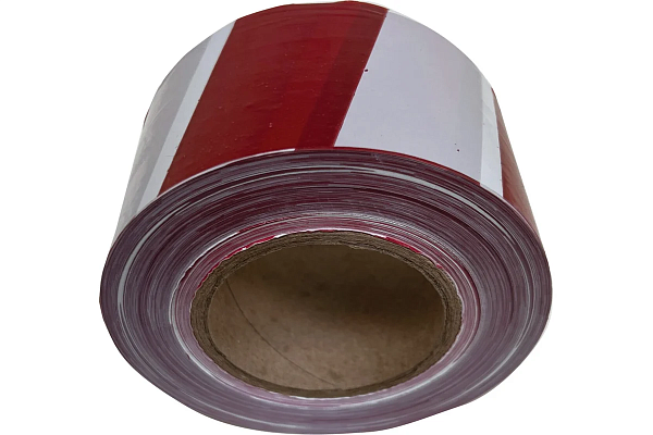 Лента оградительная, красно-белая, ширина 75 мм, 250 м 35 мкм ПЭ