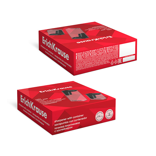 Точилка 1 отв. ErichKrause City, Classic, пластиковая, с контейнером, ассорти, (в коробке-дисплее)