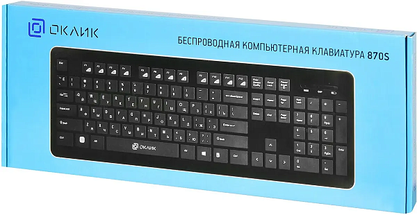 Клавиатура Оклик 870S черный USB беспроводная slim Multimedia