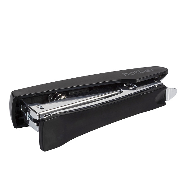 Степлер №10 на 12 листов Hatber "Gentle", пластиковый, 80 скоб, захват 50 мм, с антистеплером, чёрный