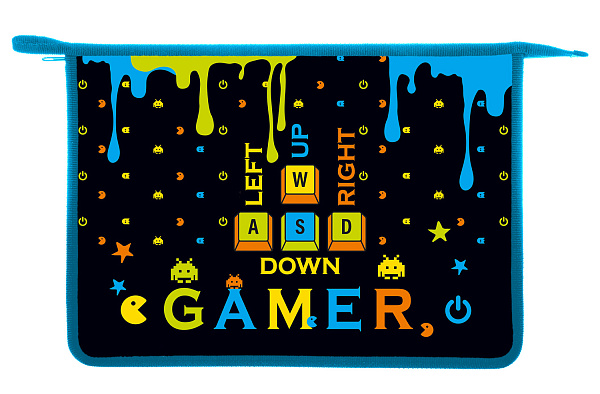 Папка для тетрадей А4 молнии сверху Hatber 1 отд. 245х340х40мм "Old gamer" пластик,  в индив.упак.