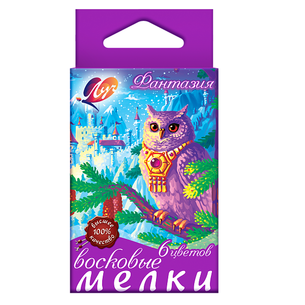 Мелки восковые на масляной основе 6 цв. Луч Фантазия круглые 