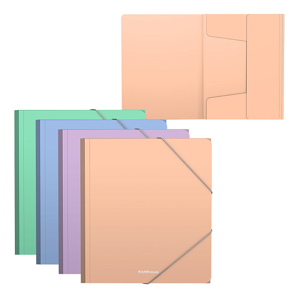 Папка для тетрадей А5+ на резинках ErichKrause Matt Pastel Bloom, ассорти, пластиковая 