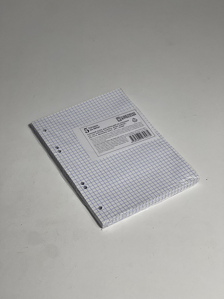 Сменный блок для тетрадей на кольцах А5, 120 листов, клетка, блок офсет, 60 гр/м, белизна 100%