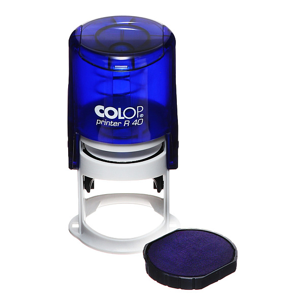 Оснастка для круглой печати PRINTER R40 indigo с крышкой автомат. пластик. d41,5 мм, корпус индиго