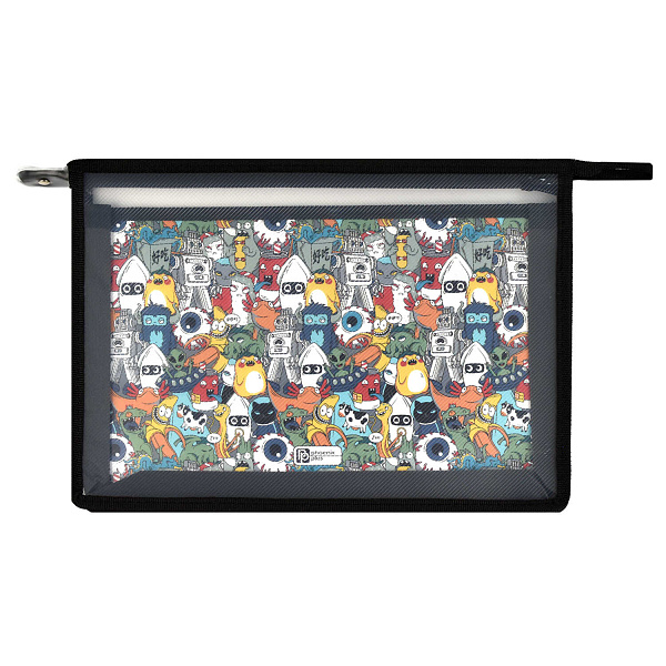 Папка для труда А4 Феникс+ "МОНСТРИКИ" (полипропилен, 33x23 см, 1 отд., молния, внутренний разделитель с эластичными держателями для канцелярских при