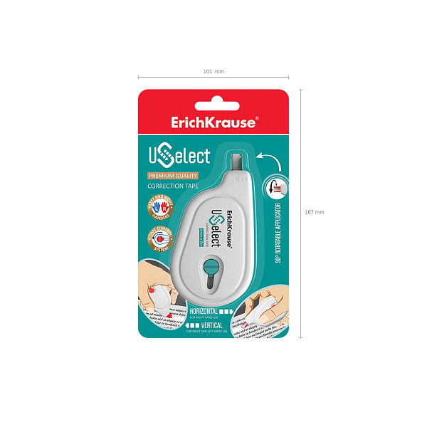 Корректир. лента 5мм х 8м ErichKrause® USelect с поворотным аппликатором, 