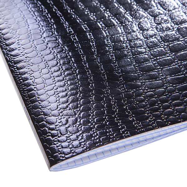 Тетрадь 48 л. кл. Бумвинил METALLIC тиснение CROCO Черная