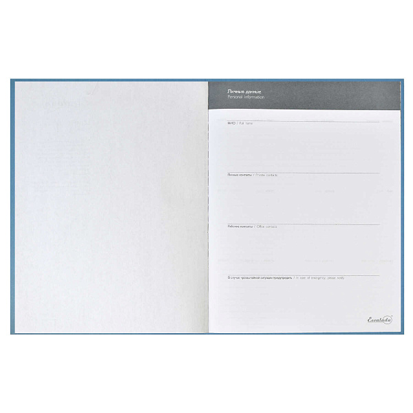 Бизнес-блокнот А4 96 л. "ВЕЛЮР СЕРО-ГОЛУБОЙ" (запечатка дизайна обложки и среза