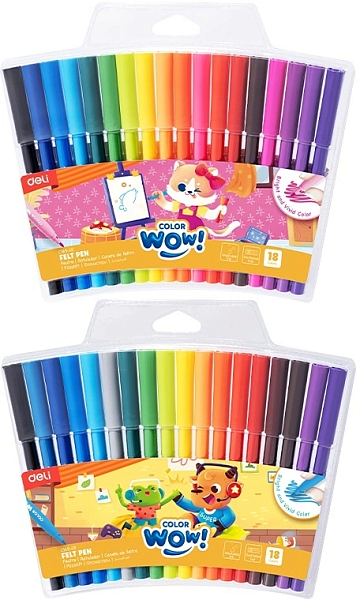 Фломастеры 18 цв. Deli Colorwow круг. пулевидный пиш. наконечник вентилир. смываемые